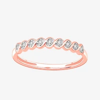 Stackable Ring (H-I / Si1-Si2) Diamond Accent Lab Grown White 10K Gold Square Wedding Band