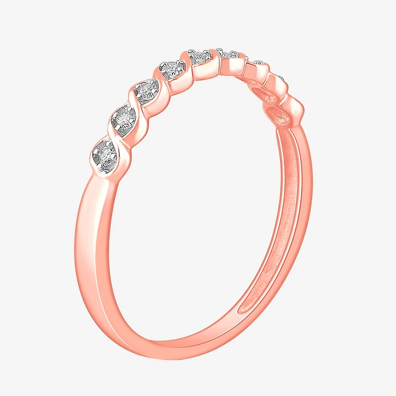 Stackable Ring (H-I / Si1-Si2) Diamond Accent Lab Grown White 10K Gold Square Wedding Band