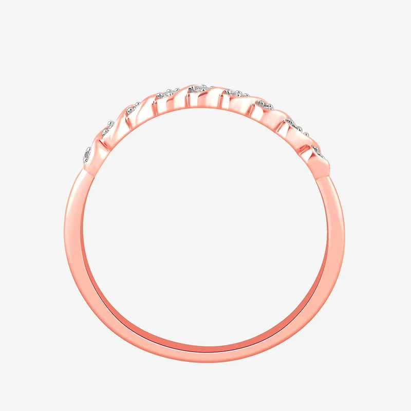 Stackable Ring (H-I / Si1-Si2) Diamond Accent Lab Grown White 10K Gold Square Wedding Band