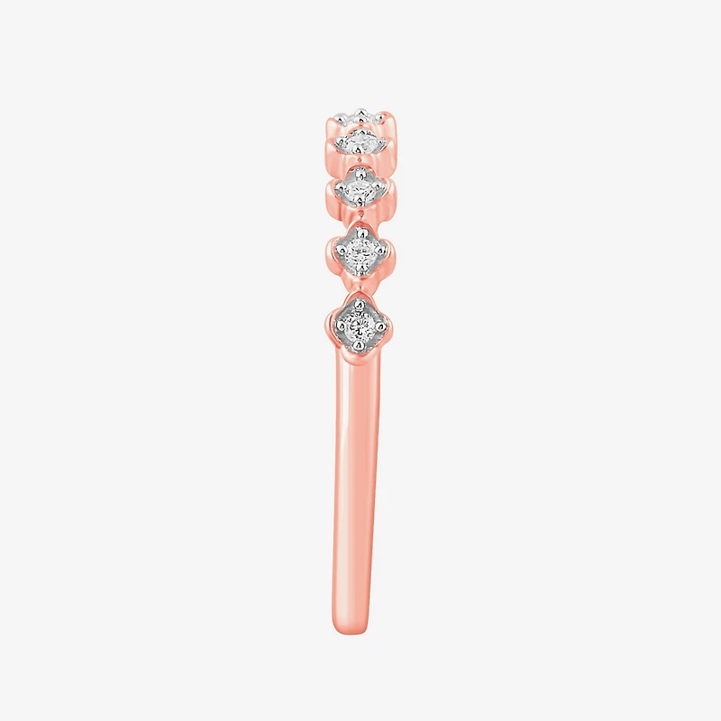 Stackable Ring (H-I / Si1-Si2) Diamond Accent Lab Grown White 10K Gold Square Wedding Band