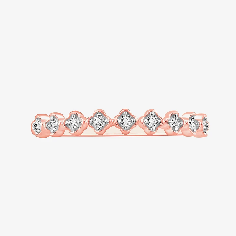Stackable Ring (H-I / Si1-Si2) Diamond Accent Lab Grown White 10K Gold Square Wedding Band