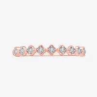 Stackable Ring (H-I / Si1-Si2) Diamond Accent Lab Grown White 10K  Gold Square Wedding Band
