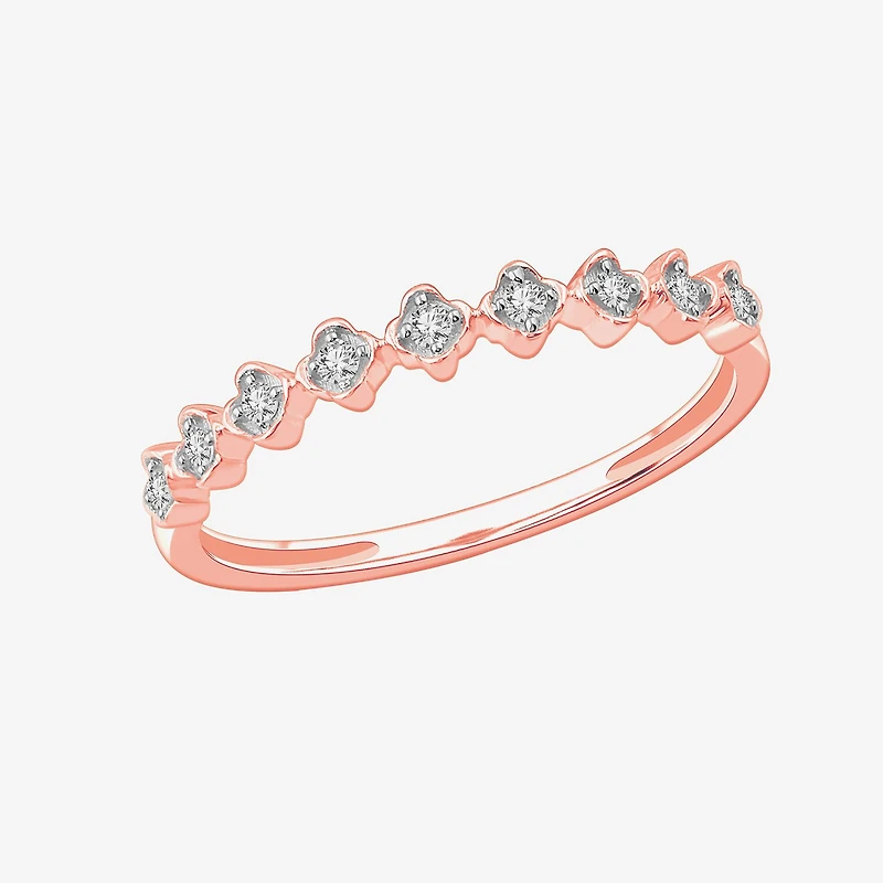 Stackable Ring (H-I / Si1-Si2) Diamond Accent Lab Grown White 10K Gold Square Wedding Band