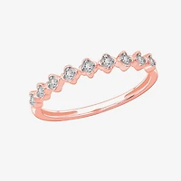Stackable Ring (H-I / Si1-Si2) Diamond Accent Lab Grown White 10K  Gold Square Wedding Band