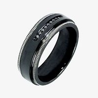 Mens 1/10 C.T. TW. Natural Diamond Black Titanium Wedding Band