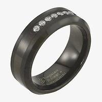 Mens 8MM 1/5 CT. Natural White Diamond Tungsten Wedding Band