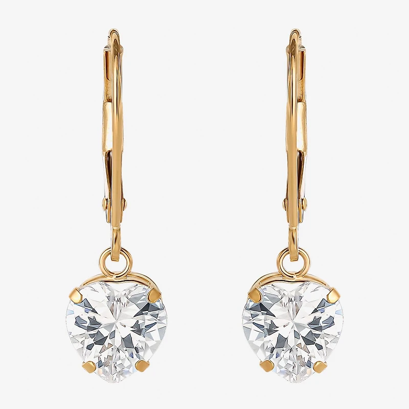 Heart-Shaped Cubic Zirconia Earrings 14K Gold