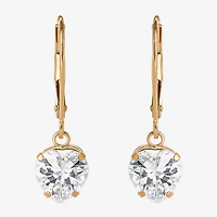 Heart-Shaped Cubic Zirconia Earrings 14K Gold  