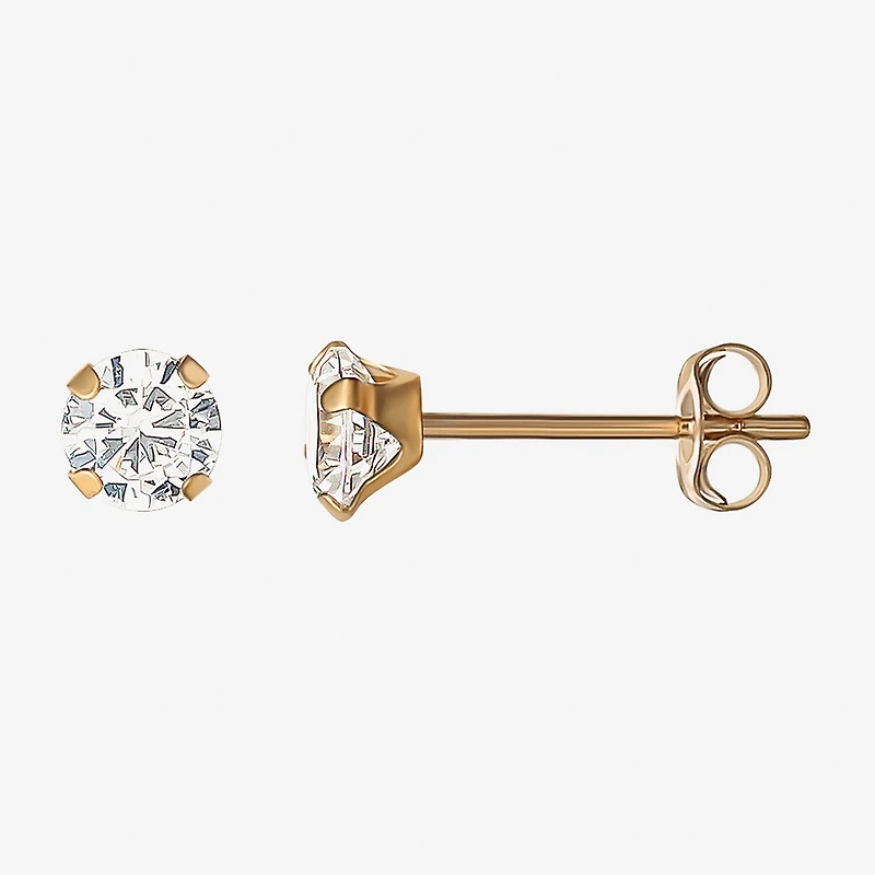 Cubic Zirconia Studs, 14K Yellow Gold 4mm