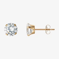 6mm 14K Yellow Gold Round Cubic Zirconia Stud Earrings