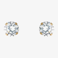 6mm 14K Yellow Gold Round Cubic Zirconia Stud Earrings