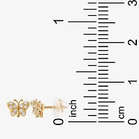 Cubic Zirconia 14K Gold 4.6mm Butterfly Stud Earrings
