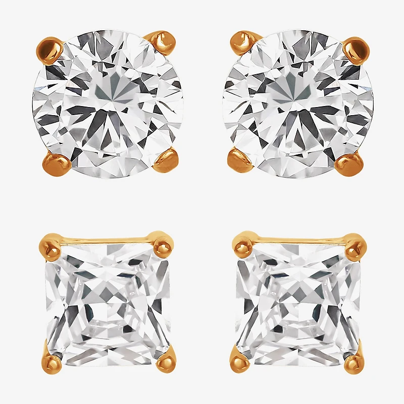 Shaquille O'Neal XLG™ Mens Lab Created Cubic Zirconia Stainless Steel 2 Pair Earring Set