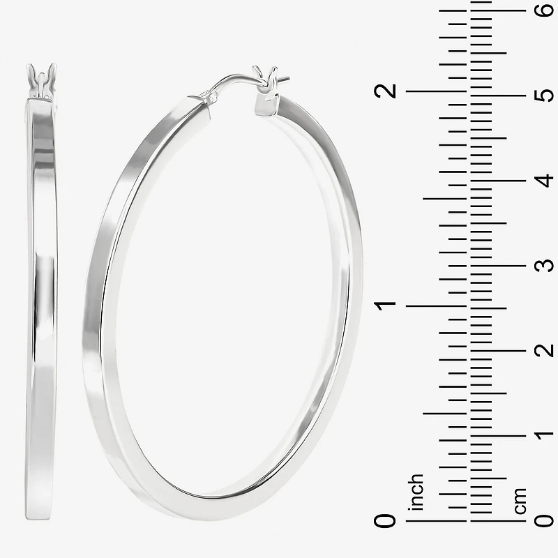 Sterling Silver 2" Square Tube Hoop Earrings