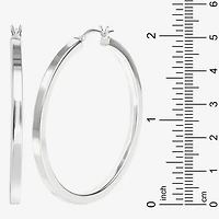 Sterling Silver 2" Square Tube Hoop Earrings