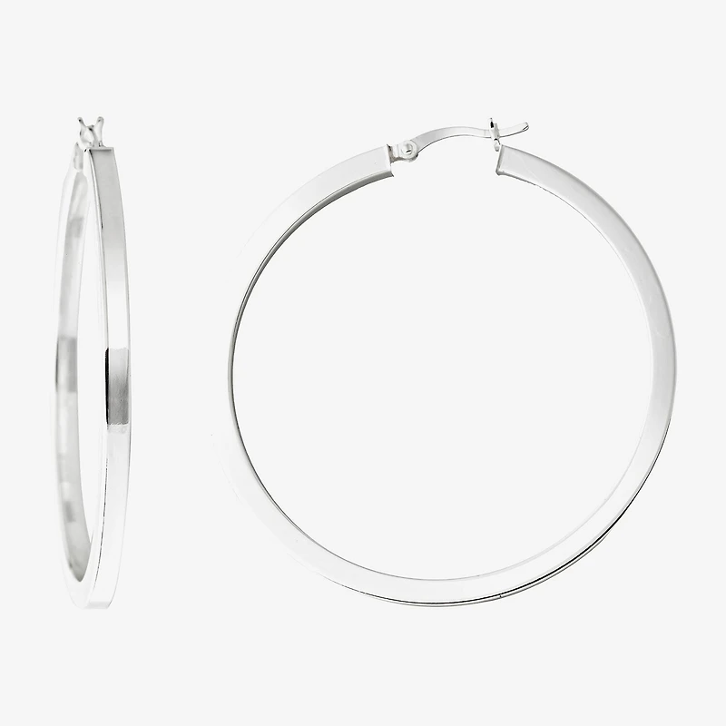 Sterling Silver 2" Square Tube Hoop Earrings