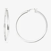 Sterling Silver 2" Square Tube Hoop Earrings