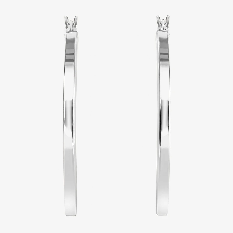 Sterling Silver 2" Square Tube Hoop Earrings