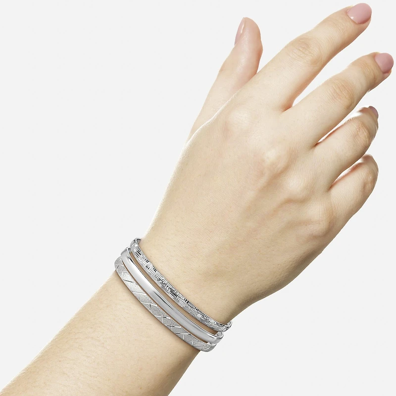 Sterling Silver Triple Bangle Bracelet Set