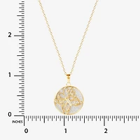 Womens White Cubic Zirconia 14K Gold Over Silver Butterfly Round 18 Inch Pendant Necklace