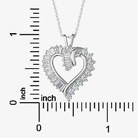 DiamonArt® Womens White Cubic Zirconia Sterling Silver Heart Pendant Necklace
