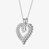 DiamonArt® Womens White Cubic Zirconia Sterling Silver Heart Pendant Necklace