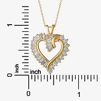 DiamonArt® Womens White Cubic Zirconia 14K Gold Over Silver Heart Pendant Necklace