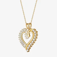 DiamonArt® Womens White Cubic Zirconia 14K Gold Over Silver Heart Pendant Necklace