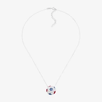 Limited Quantities! Soccer Ball Womens Multi Color Crystal Sterling Silver 18 Inch Pendant Necklace