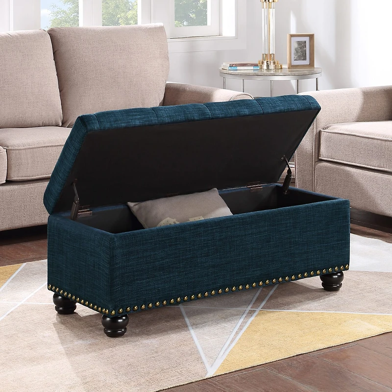 Convenience Concepts 9th Avenue Storage Tufted Nailhead Trim Bench