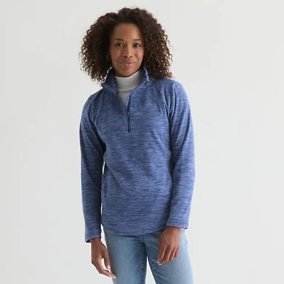 St. John's Bay Womens Tall 1/4 Zip Mock Neck Long Sleeve Polar Fleece Sweatshirt