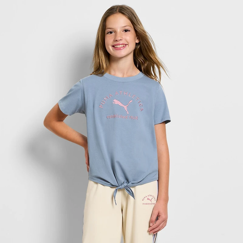 PUMA Big Kid Girls Crew Neck Short Sleeve Regular Fit Graphic T-Shirt
