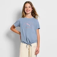 PUMA Big Kid Girls Crew Neck Short Sleeve Regular Fit Graphic T-Shirt