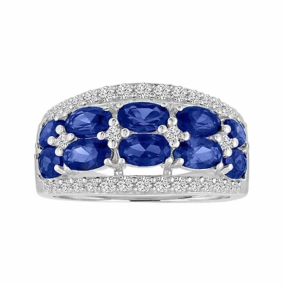 Lab-Created Blue And White Sapphire Sterling Silver Ring