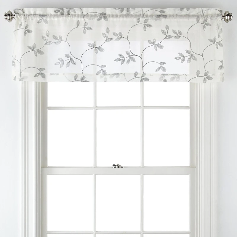 Regal Home Meadow Embroidered Rod Pocket Tailored Valance