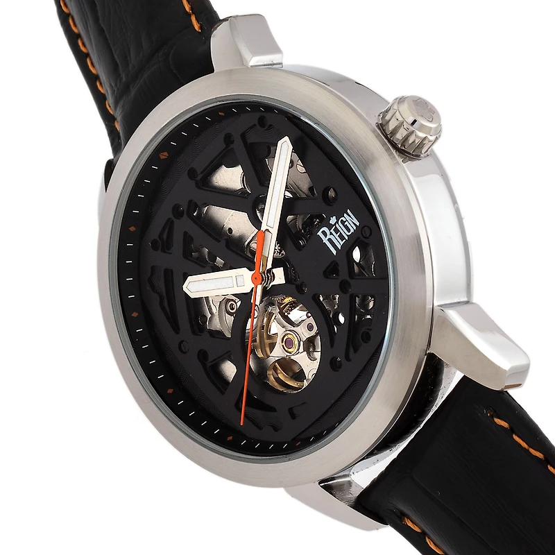 Reign Mens Automatic Black Leather Strap Watch Reirn5902
