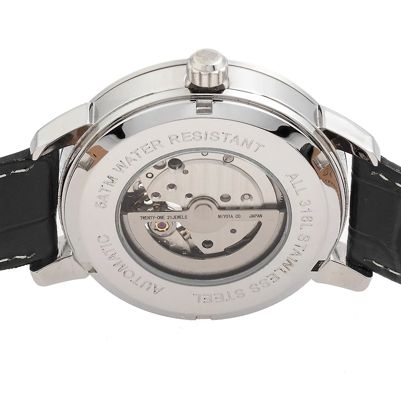 Reign Mens Automatic Black Leather Strap Watch Reirn5902