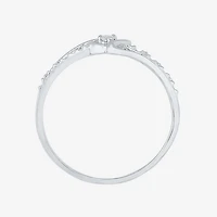 Womens Diamond Accent Natural Diamond 10K Gold Heart Delicate Cocktail Ring