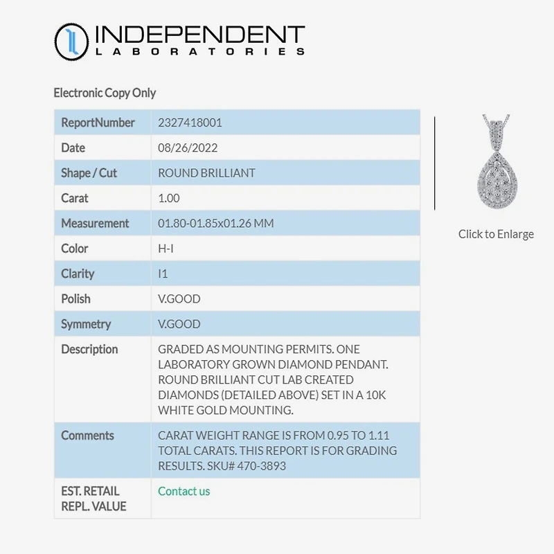 Diamond Blossom (H-I / I1) Womens 1 CT. T.W. Lab Grown White Diamond 10K Gold Pear 18 Inch Pendant Necklace