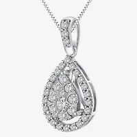 Womens 1/2 CT. T.W. Natural White Diamond 14K Gold Pear 18 Inch Pendant Necklace