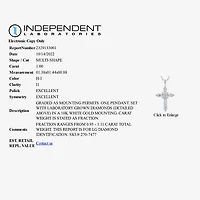 (H-I / I1) Womens 1 CT. T.W. Lab Grown White Diamond 10K Gold Cross 18 Inch Pendant Necklace