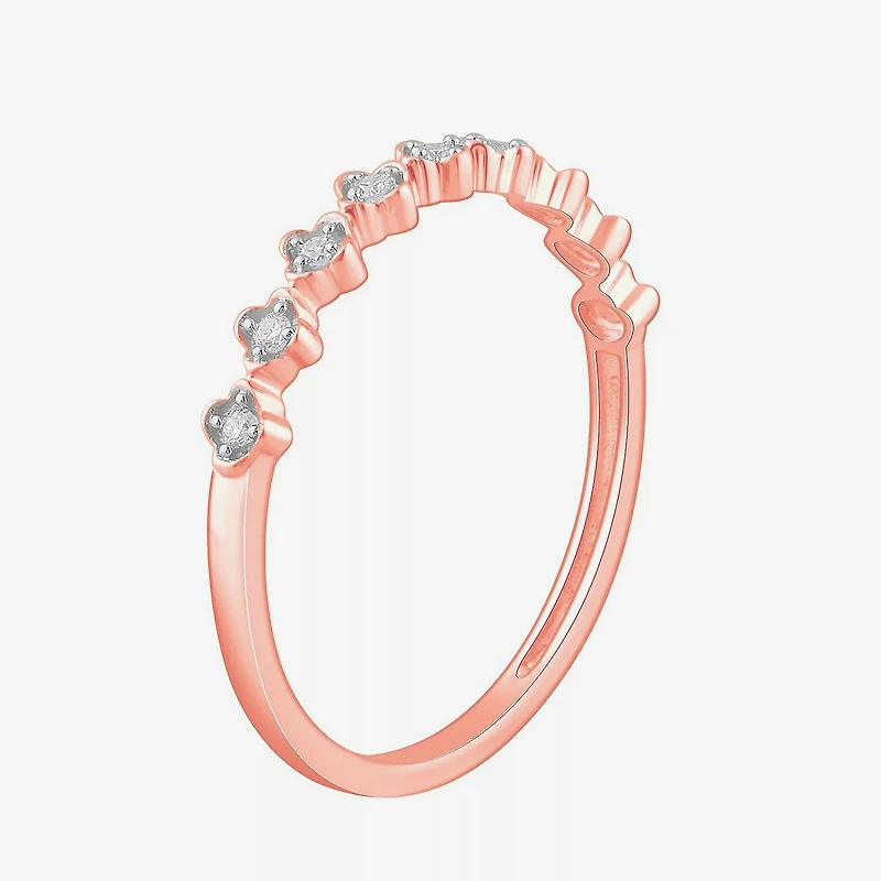 Stackable Ring (H-I / Si1-Si2) Diamond Accent Lab Grown White 10K Gold Square Wedding Band