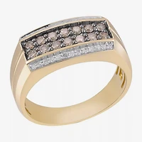 Mens 3/4 CT. T.W. White and Color-Enhanced Champagne Diamond Ring