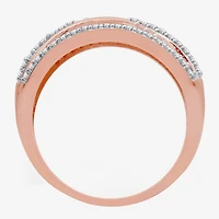 Womens 1/2 CT. T.W. Natural White Diamond 14K Rose Gold Over Silver Band
