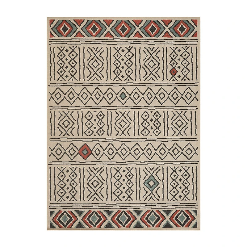 LR Home Tribal Diamond Indoor Outdoor Rectangular Area Rug