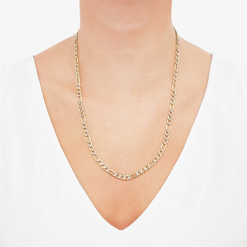 14K Gold 20 - 24 Inch Hollow Figaro Chain Necklace