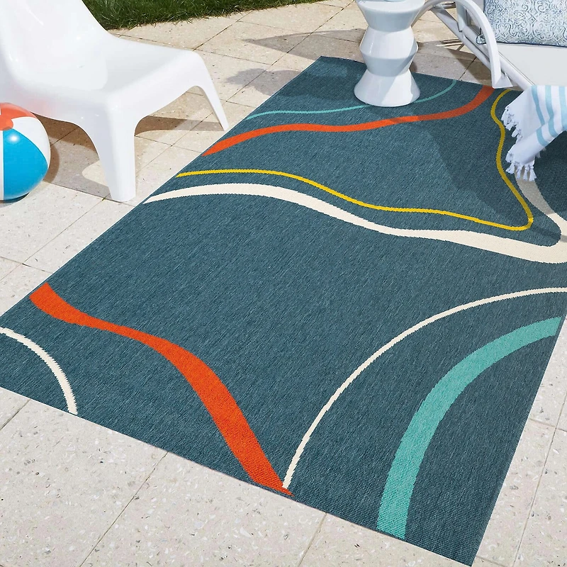 LR Home Swirl 24"X36" Indoor Outdoor Rectangular Accent Rug