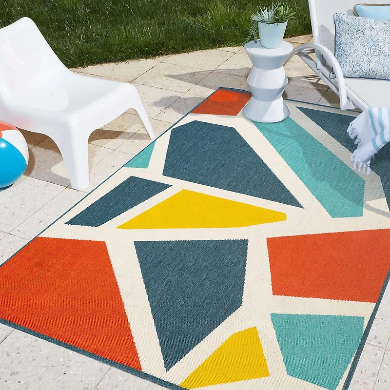 LR Home Modern Geometric 24"X36" Indoor Outdoor Rectangular Accent Rug