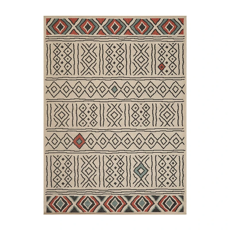 LR Home Tribal Diamond 24"X36" Indoor Outdoor Rectangular Accent Rug