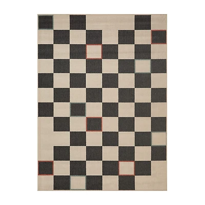 LR Home Checkered Indoor Outdoor Rectangular Area Rug
